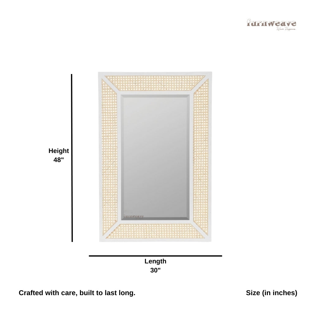 Fabea Rattan Cane Mirror Frame for Wall (White)