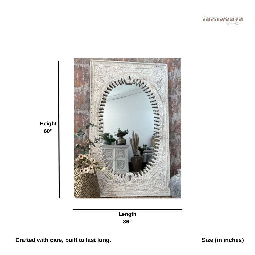 Ania Wooden Mirror Frame (White Distress)