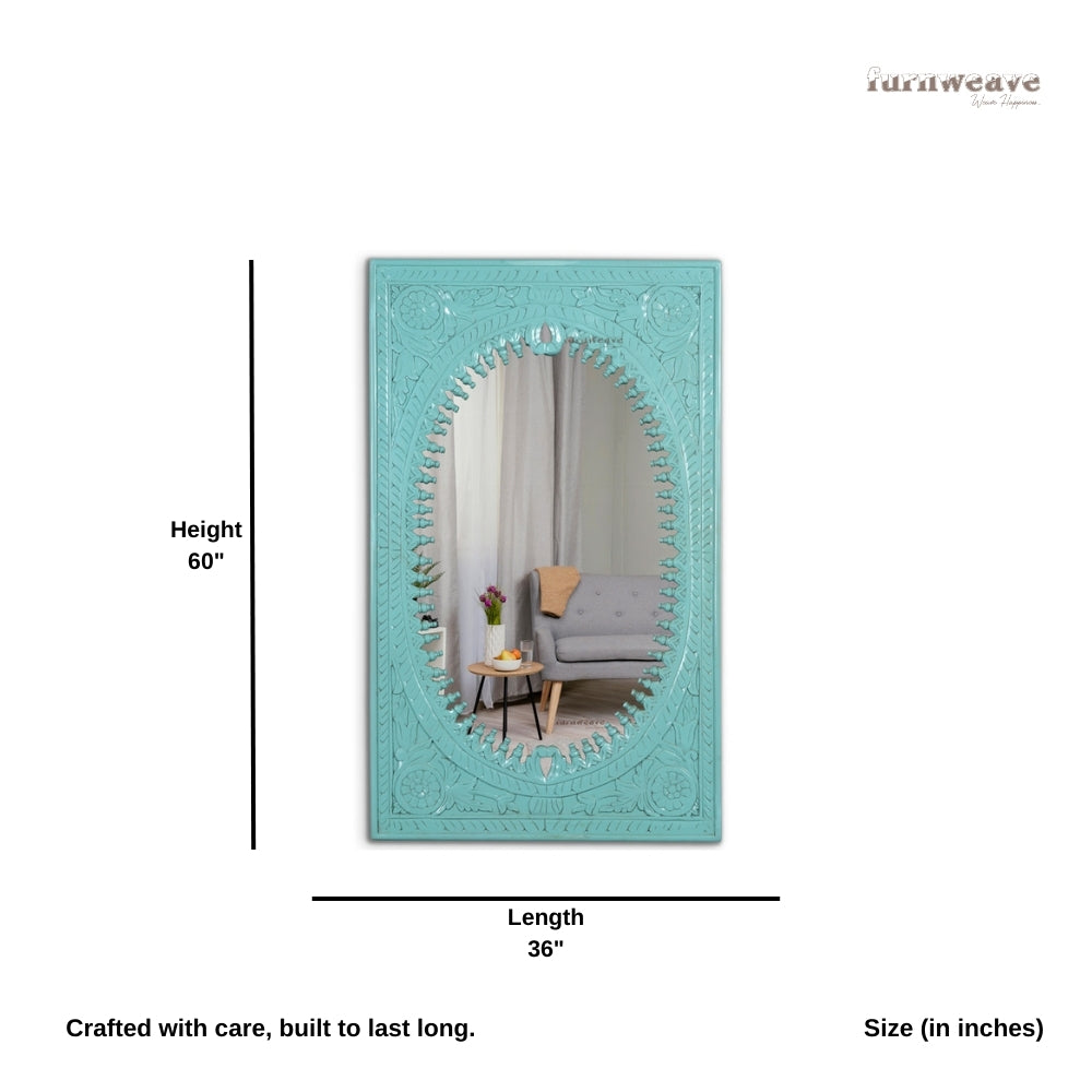 Ania Wooden Mirror Frame (Green Distress)