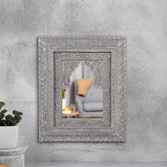 Shant Wooden Mirror Frame (Grey Distress)