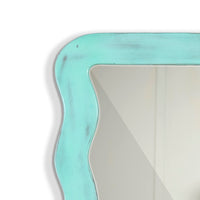 Jevar Wooden Premium Solid Wood Mirror Frame (Turqoise Distress)