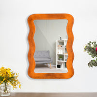 Jevar Wooden Premium Solid Wood Mirror Frame (Orange Distress)