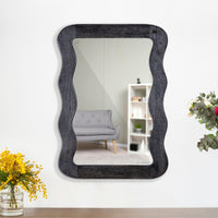Jevar Wooden Premium Solid Wood Mirror Frame (Black Texture)