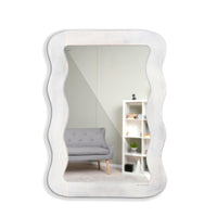 Jevar Wooden Premium Solid Wood Mirror Frame (White Antique)