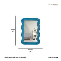 Jevar Wooden Premium Solid Wood Mirror Frame (Blue Texture)