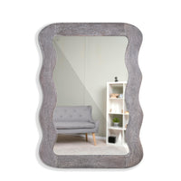 Jevar Wooden Premium Solid Wood Mirror Frame (Grey Texture)