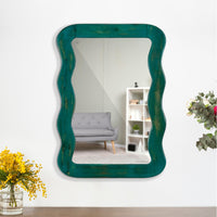Jevar Wooden Premium Solid Wood Mirror Frame (Green Distress)