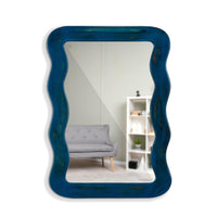 Jevar Wooden Premium Solid Wood Mirror Frame (Dark Blue Distress)