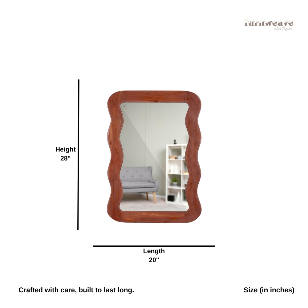 Jevar Wooden Premium Solid Wood Mirror Frame (Brown Distress)