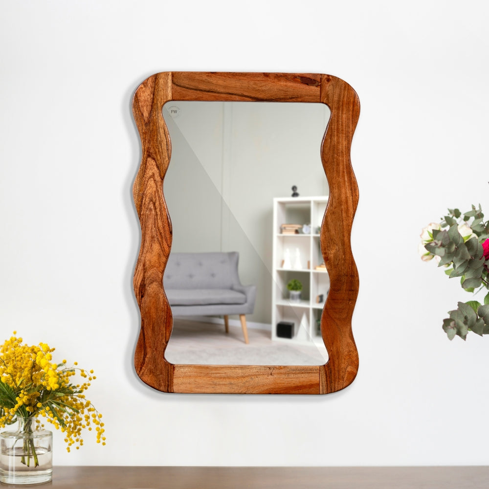 Jevar Wooden Premium Solid Wood Mirror Frame (Natural)