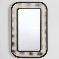 Vivae Wooden Wicker Mirror Frame (Black) | Wooden Mirror Frame | Rattan Mirror Frame | Solid Wood Furniture Online | Furnweave