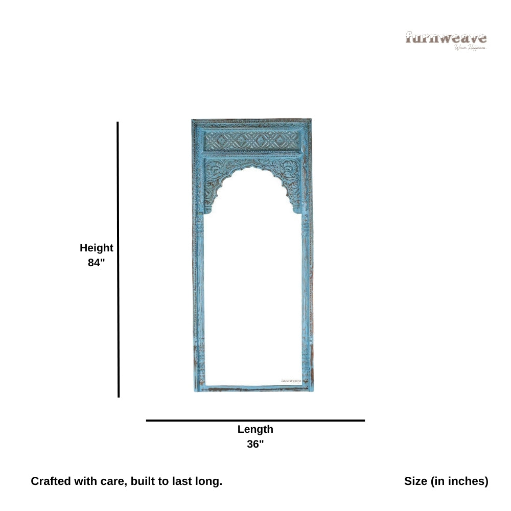 Laye Wooden Carved Antique Large Mirror Frame (Blue Distress)