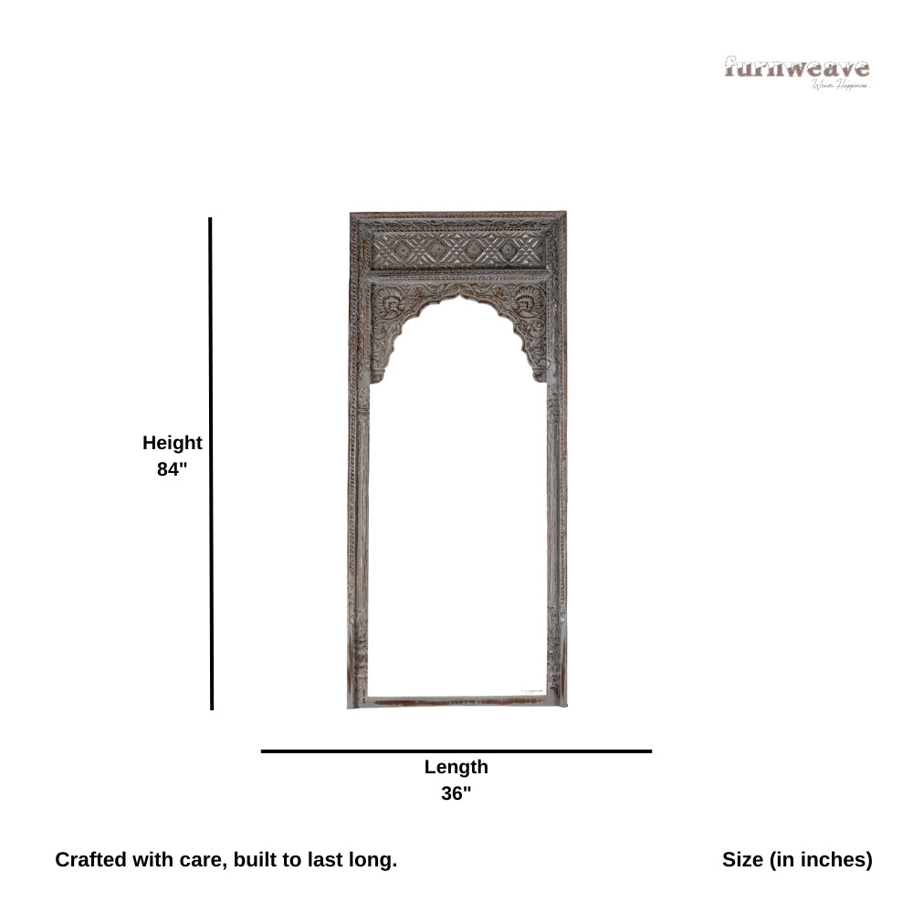 Laye Wooden Carved Antique Large Mirror Frame (Grey Distress)