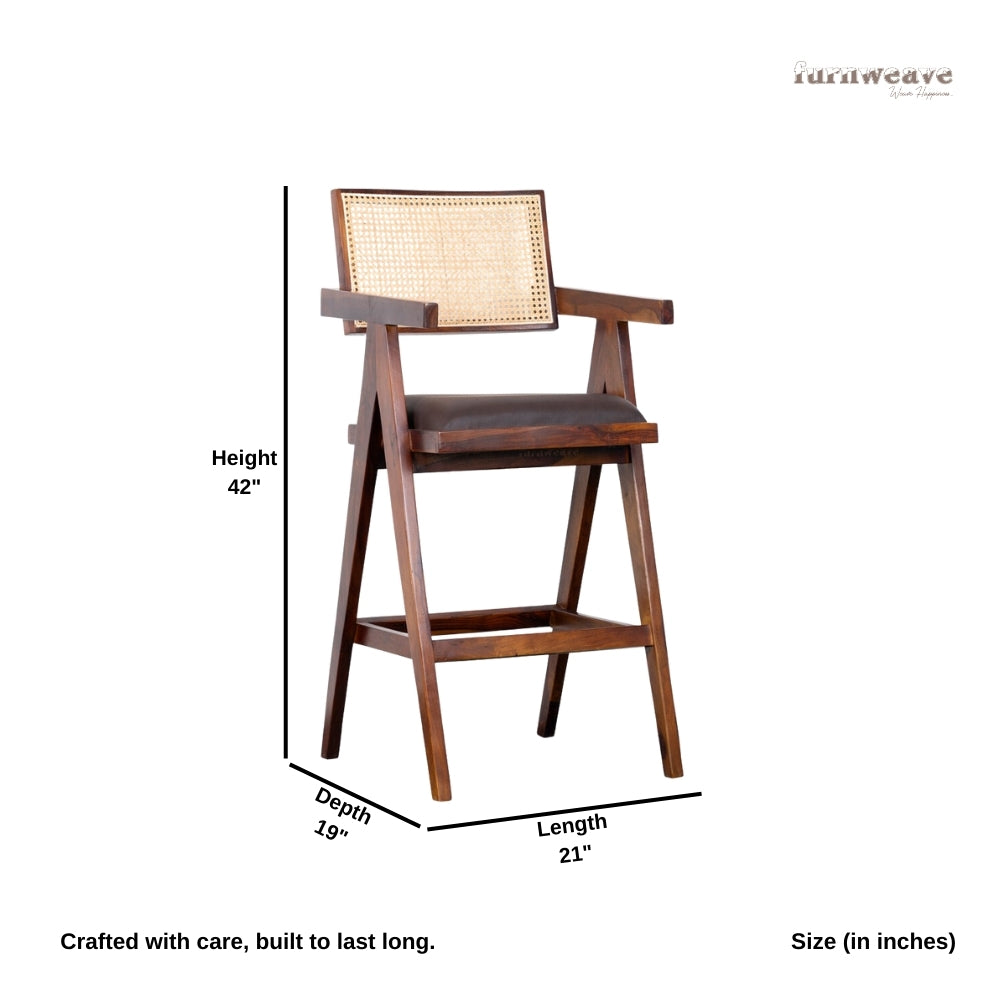 Chandigarh Wooden Rattan Bar Chair (Teak)