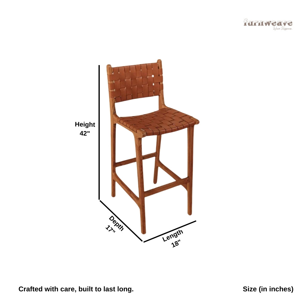 Iris Wooden Leather Bar Chair (Natural)