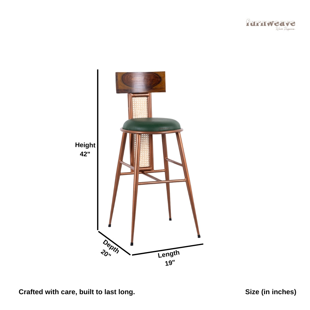 Harry Metal Rattan Bar Chair (Rose Gold)