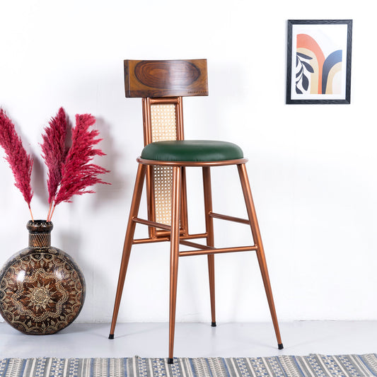 Harry Metal Rattan Bar Chair (Rose Gold)