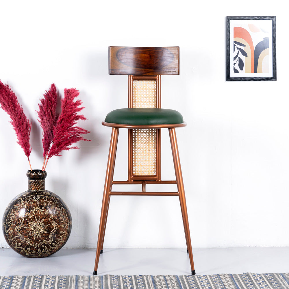 Harry Metal Rattan Bar Chair (Rose Gold)