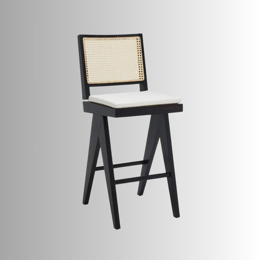 Yina Wooden Rattan Bar Chair (Black)