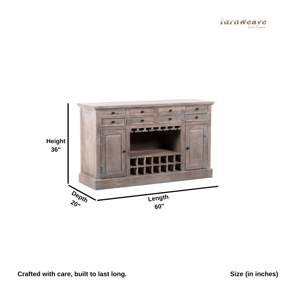 Wiphe Wooden Drink Cabinet Bar Counter (Rustic Brown)