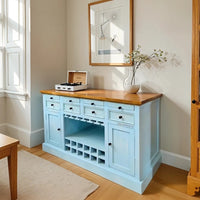 Wiphe Wooden Drink Cabinet Bar Counter (Blue Distress)