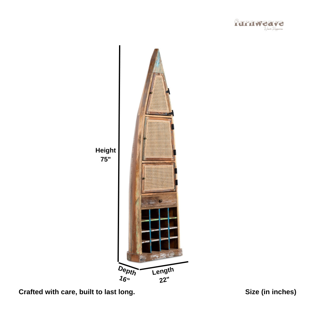 Boat Rattan Reclaimed Finish Bar Unit (Rustic)