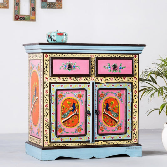 Tika Wooden Handpainted Storage Cabinet| Wooden Handpainted Furniture Online | Wooden Cabinets | Solid Wood Cabinets | Cabinets Sideboards | Solid Wood Furniture Online | Furnweave