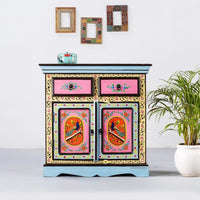 Tika Wooden Handpainted Storage Cabinet| Wooden Handpainted Furniture Online | Wooden Cabinets | Solid Wood Cabinets | Cabinets Sideboards | Solid Wood Furniture Online | Furnweave