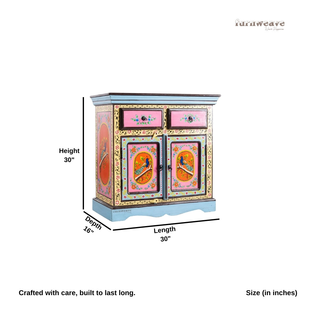 Tika Wooden Handpainted Storage Cabinet (Design2)