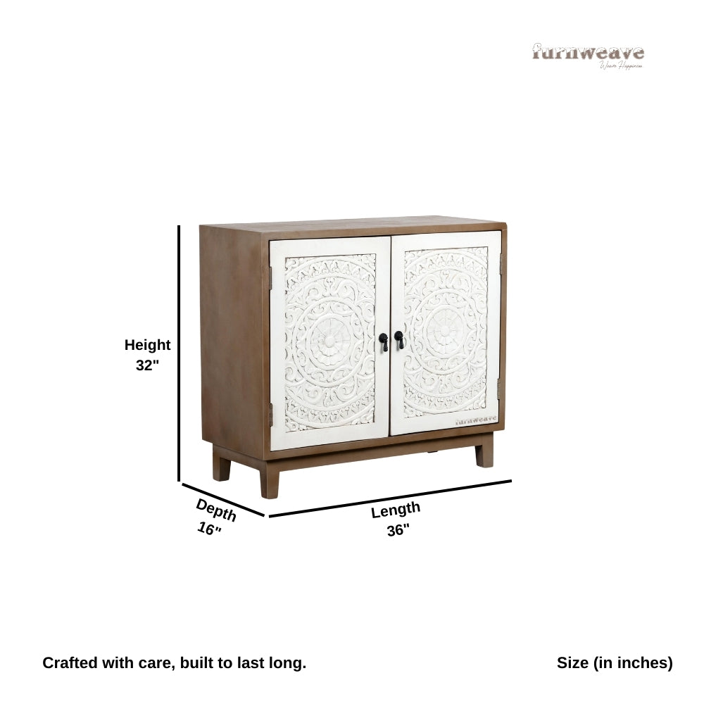 Augus Wooden Cabinet for Storage (Grey Finish)