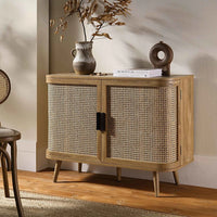 Dazel Wooden Rattan Cabinet (Light Walnut)