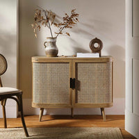 Dazel Wooden Rattan Cabinet (Light Walnut)