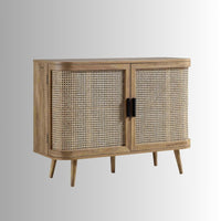 Dazel Wooden Rattan Cabinet (Light Walnut)