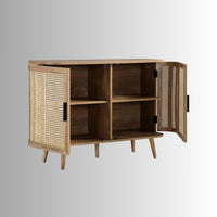Dazel Wooden Rattan Cabinet (Light Walnut)