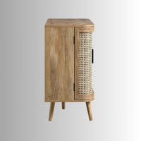 Dazel Wooden Rattan Cabinet (Light Walnut)