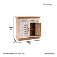 Eupera Wooden Carved Antique Cabinet (White Brown Distress)