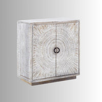 Atriva Wooden Carved Two Door Cabinet (White Distress) | Wooden Cabinet | Cabinet Sideboard | 2-Door Cabinet | Solid Wood Cabinets | Carved Furniture Online | Solid Wood Furniture Online | Furnweave