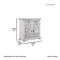 Tenas Wooden Carved Cabinet (White Distress)