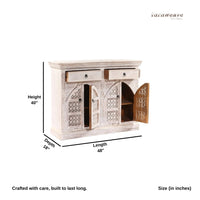 Lookea Wooden Carved Storage Cabinet (White Distress)