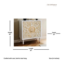 Aerka Wooden Carved Storage Unit (White Distress)