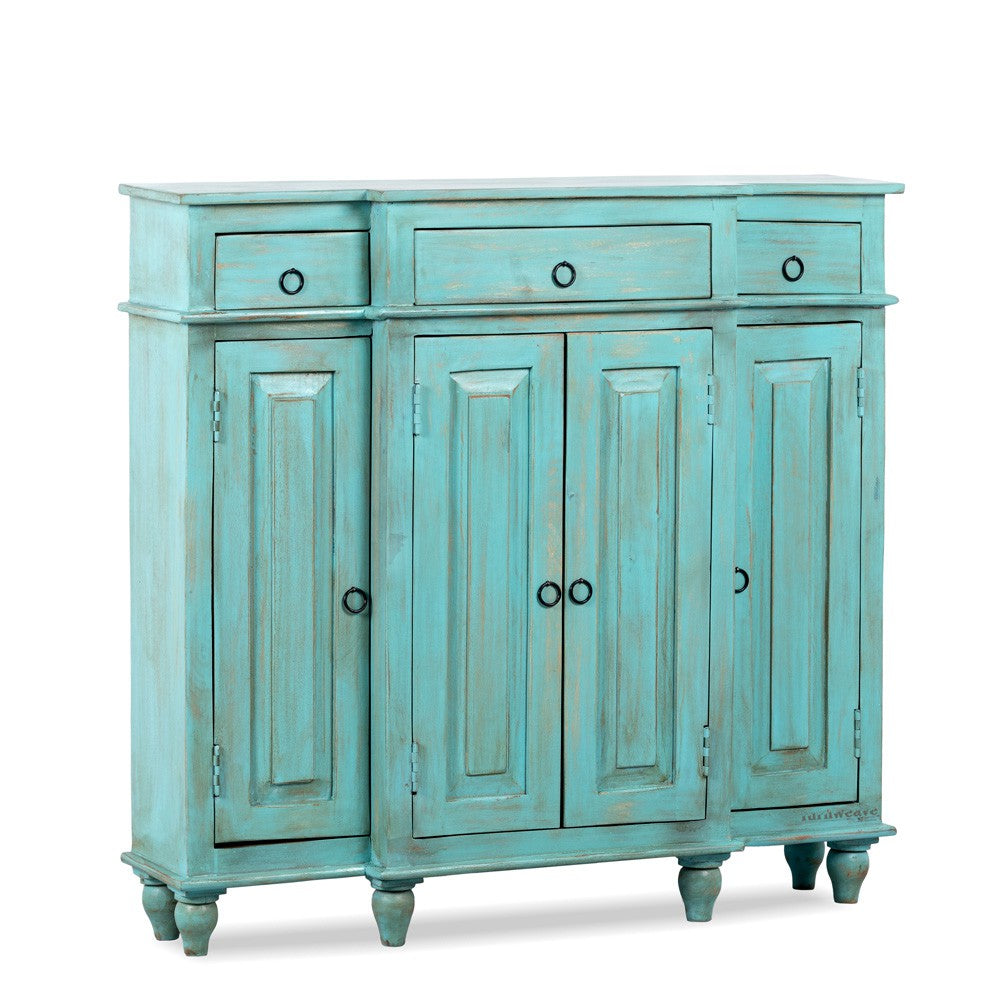 Harvey Wooden Cabinet Storage Unit (Turquoise Distress)