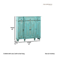 Harvey Wooden Cabinet Storage Unit (Turquoise Distress)