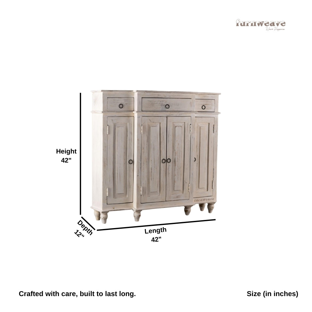 Harvey Wooden Cabinet Storage Unit (White Distress)