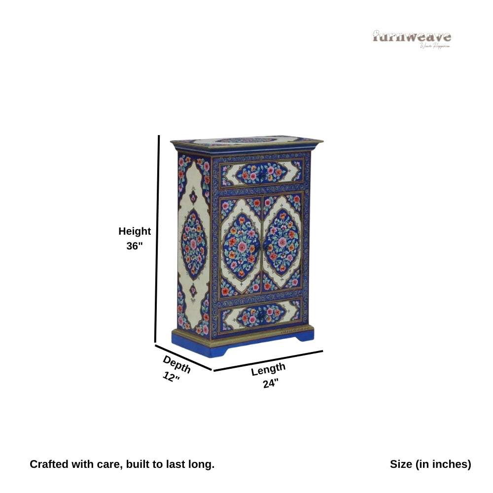 Biven Wooden Handpainted Cabinet with Drawers