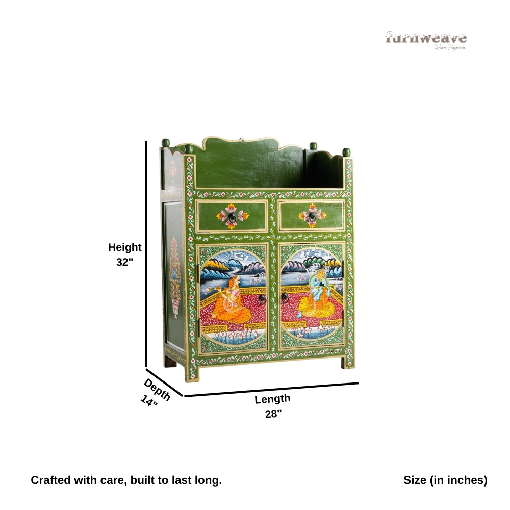 Shri Wooden Cabinet for Storage (Handpainted)