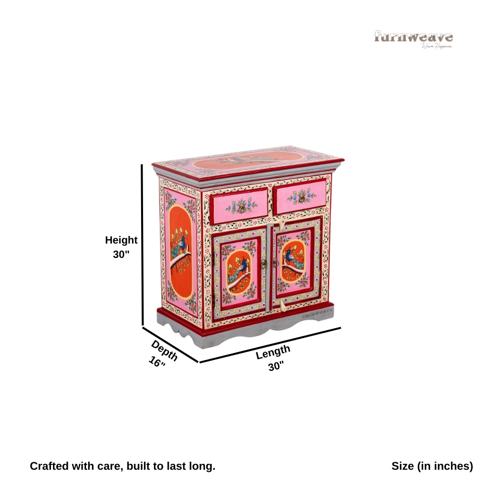 Tika Wooden Handpainted Storage Cabinet (Design1)