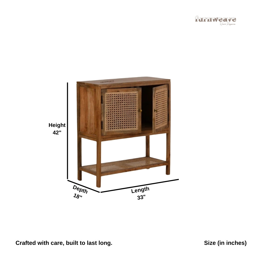 Wisea Wooden Rattan Cabinet (Light Brown)