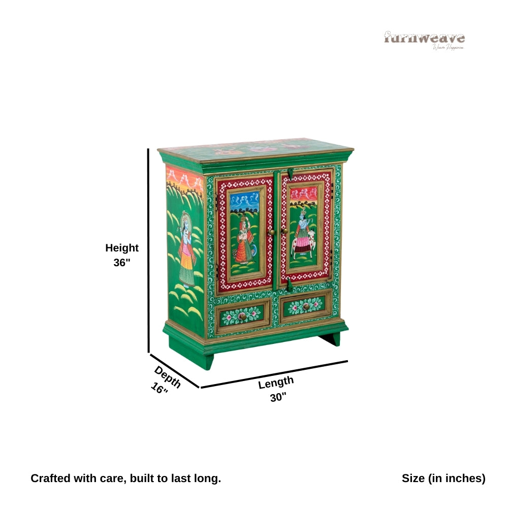 Radha Rani Wooden Handpainted Cabinet