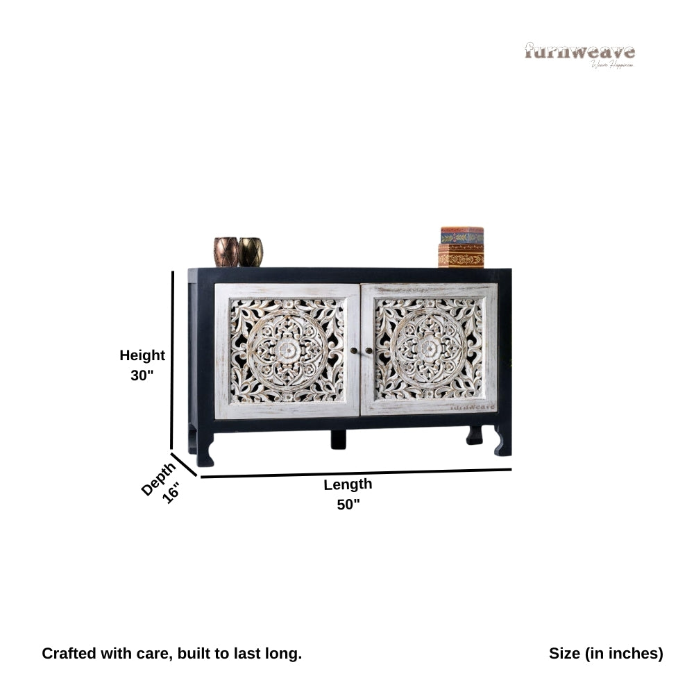 Yepa Wooden Cabinet for Storage (White and Grey Distress)