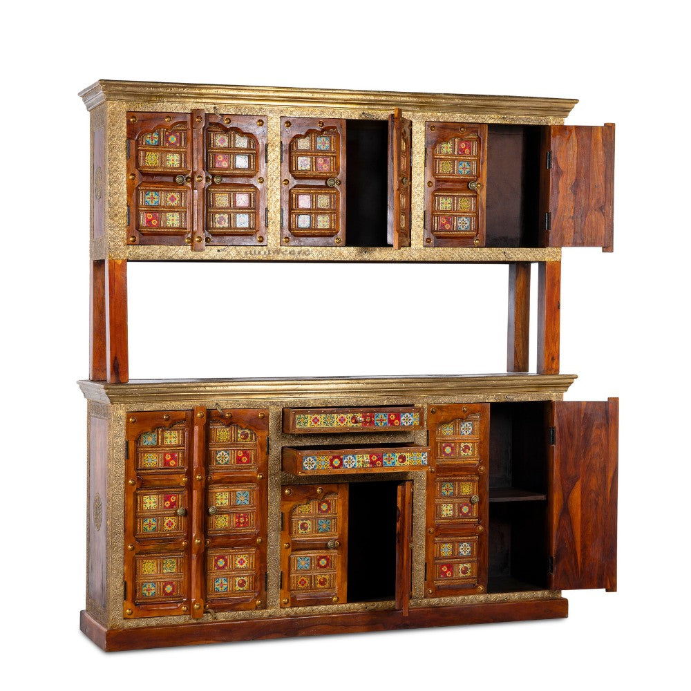 Chokat Wooden Tradtional Crockery Storage Unit (Teak)